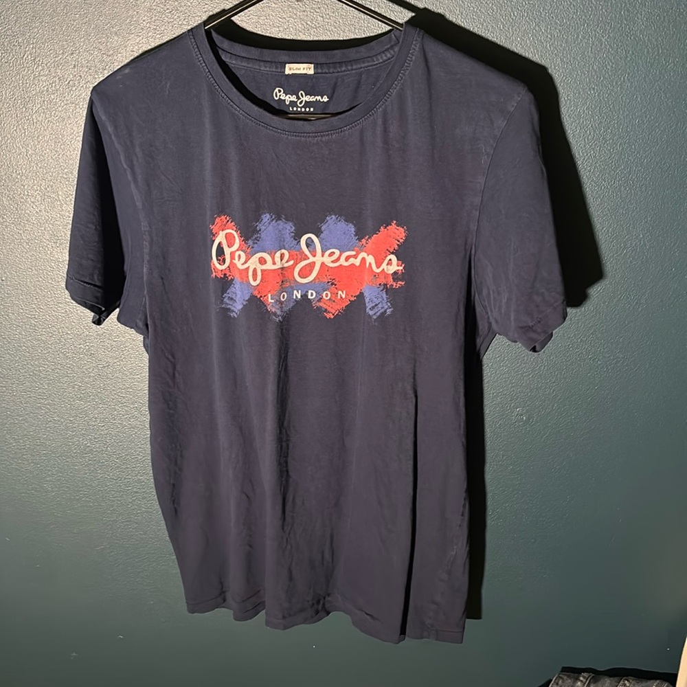 Pepe Jeans Men’s Navy Slim Fit Graphic T-Shirt Size Large
